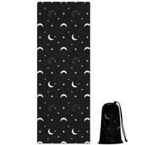 Black White Moon Star Pattern Hot Yoga Mat Towel Non Slip for Hot Yoga - Quick-Drying Yoga Mat Cover with 4 Corner Pockets with Travel Bag - Hot Yoga Towel Non Slip 70"x26"