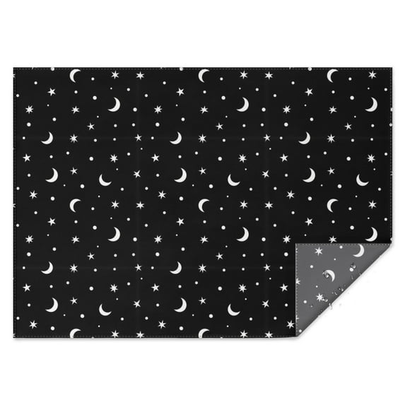 Black White Moon Star Pattern Rectangle Tablecloth 60"x84",Waterproof Polyester Rectangle Table Cloth, Wipeable Spillproof Polyester Tablecloth for Dining, Camping, Indoor and Outdoor