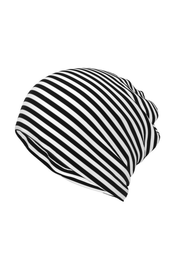 Black White Mosaic Vertical Stripes Beanie Skull Cap Lightweight Hip Hop Dwarf Hat Beanie Hat For Women Men
