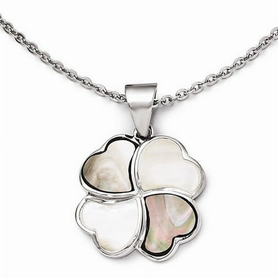 Black/White Mother Of Pearl Necklace by Diamond Essence set in Sterling Silver
