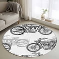 thumbnail image 1 of Black White Motorcycles 3ft Area Rug, Modern Hand-Painted Vehicles Washable Non-Slip Small Round Rugs for Entryway Bedroom Kitchen, Soft Circle Carpet for Dining Room, Playroom Nursery Rug, 1 of 9