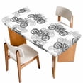 thumbnail image 1 of Black White Motorcycles Table Cloths for 6 Foot Rectangle Tables, Modern Hand-Painted Vehicles Patio Waterproof Elastic Fitted Tablecloths, Washable Rectangular Table Cover for Camping, 1 of 8