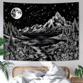 thumbnail image 1 of Black and White Mountain Forest Tapestry for Bedroom Aesthetic Dark Nature Lake Landscape Tapestries Wall Hanging Moon and Stars Wall Tapestry for Living Room Dorm, 1 of 7