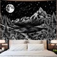 thumbnail image 1 of Black and White Mountain Forest Tapestry for Bedroom Aesthetic Dark Nature Lake Landscape Tapestries Wall Hanging Moon and Stars Wall Tapestry for Living Room Dorm, 1 of 7
