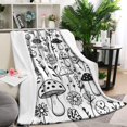 thumbnail image 1 of Black and White Mushroom Blanket,Comfortable Soft Flannel Throw Blanket,All Season,Warm Lightweight Blankets for Sofa Bed Couch Living Room Chair,40"x50"(100x130cm), 1 of 4