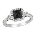 thumbnail image 1 of AFFY Black & White Natural Diamond Buckle Engagement Ring In 14K Solid Gold (1 Cttw), 1 of 1