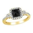 thumbnail image 1 of AFFY Black & White Natural Diamond Buckle Engagement Ring In 14k Yellow Gold (1 Cttw), 1 of 1