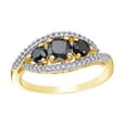 thumbnail image 1 of AFFY Black & White Natural Diamond Bypass Three Stone Engagement Ring in 10k Yellow Gold, 1 of 1