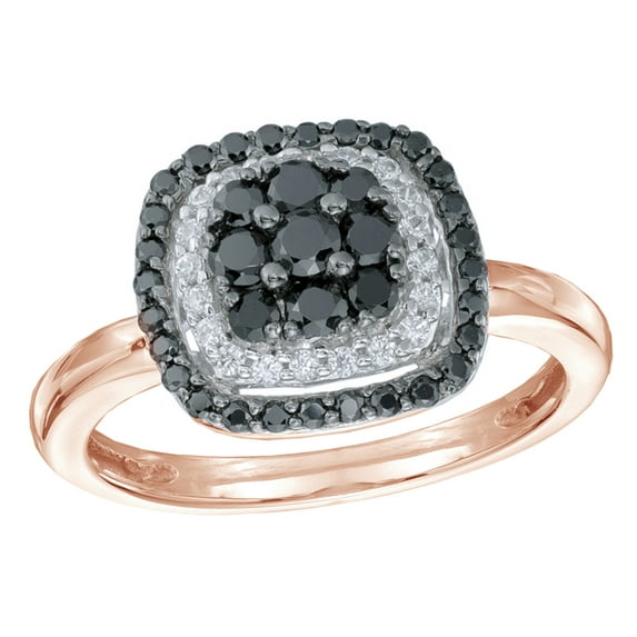 AFFY Black & White Natural Diamond Cluster Frame Ring in 10k Rose Gold