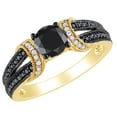 thumbnail image 1 of Black & White Natural Diamond Collar Ring in 10k Yellow Gold, 1 of 1