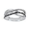 thumbnail image 1 of AFFY Black & White Natural Diamond Crossover Ring in 10k Solid Gold (0.1 Cttw), 1 of 1