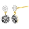 thumbnail image 1 of AFFY Black & White Natural Diamond Double Cluster Drop Earrings in 14k Yellow Gold (0.33 Cttw ), 1 of 1