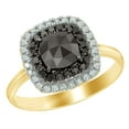 thumbnail image 1 of AFFY Black & White Natural Diamond Double Frame Engagement Ring in 14K Yellow Gold (1.37 cttw), 1 of 1