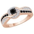 thumbnail image 1 of AFFY Black &White Natural Diamond Double Row Ring in 10k Rose Gold, 1 of 1