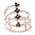 thumbnail image 1 of AFFY Black & White Natural Diamond Flower Spiral Ring in 10k Rose Gold, 1 of 1
