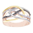 thumbnail image 1 of AFFY Black & White Natural Diamond Layered Crossover Ring in 10k Tri-Tone Rose Gold, 1 of 1