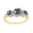thumbnail image 1 of AFFY Black & White Natural Diamond Three Stone Frame Engagement Ring in 10k Yellow Gold (1 Cttw), 1 of 1
