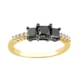 thumbnail image 1 of AFFY Black & White Natural Diamond Three Stone Ring in 10k Yellow Gold, 1 of 1