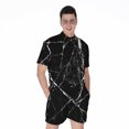 thumbnail image 1 of Black White Natural Marble Short Sleeve Men'S Rompers Casual Summer Jumpsuits Outfit, 1 of 4