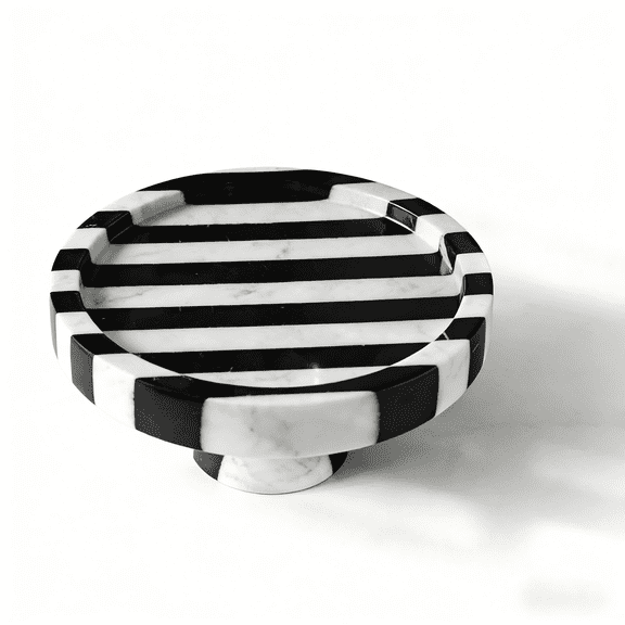 Black White Natural Marble Striped Tray - Geometric Rectangular Vanity Organizer for Jewelry, Makeup, Bath Essentials | Modern Home Decor Storage Tray
