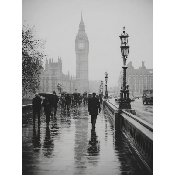 Black White Neutral London City Travel Canvas Print, Trendy Modern Urban Home Wall Decor Poster