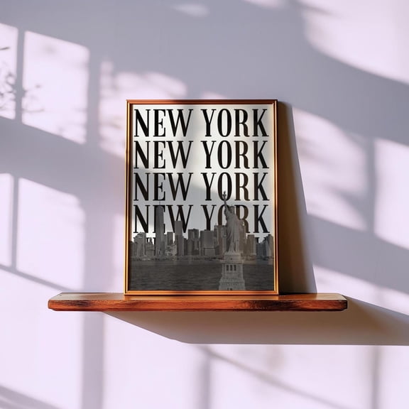 Black White New York City Print Minimal Nyc Wall Art Skyline Travel Print Vintage New York Cityscape Retro Ny Dorm Decor Home Decor #472, Unframed Poster Size 8x12