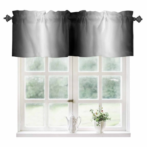Black White Ombre Kitchen Valances for Windows 60x18 Inch Kitchen Curtains Valances Rod Pocket Modern Minimalism Gradient Abstract Bathroom Window Valances for Window Treatment Decor