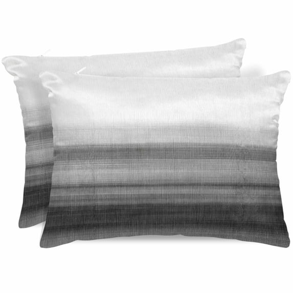Black White Ombre Pillow Cases King Size Set of 2, Smooth Satin Pillowcase for Hair and Skin, Vintage Minimalism Abstract Stripes Decorative Cooling Bed Pillow Covers with Zipper, 20x36 Inches