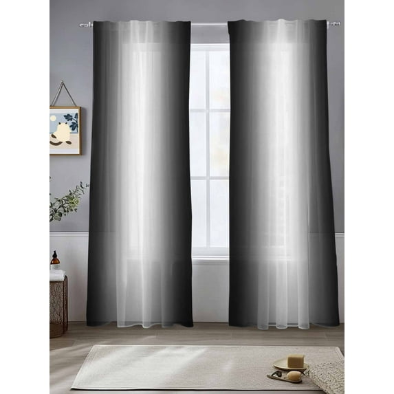 Black White Ombre Sheer Curtains for Living Room Bedroom Modern Minimalism Gradient Abstract Sheer Curtains 96 Inch Long 2 Panels Set Light Filtering Curtain Window Treatments Drapes for Dining Room