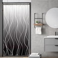 thumbnail image 1 of Black and White Ombre Striped Small Stall Shower Curtain Abstract Modern Art Lines Geometric Simple Minimalist 36Wx72H Inch Neutral Fabric Decor Bathroom Polyester Waterproof 7 Pack Hooks, 1 of 5