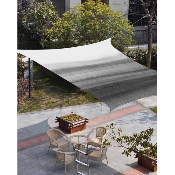 Black White Ombre Sun Shade Sail 8'x10' Rectangle Outdoor Shade Canopy, Vintage Minimalism Abstract Stripes Porch Shades Outdoor Sun Blocking Screen, Sunshade Cloth Covers for Patio/Deck/Garden