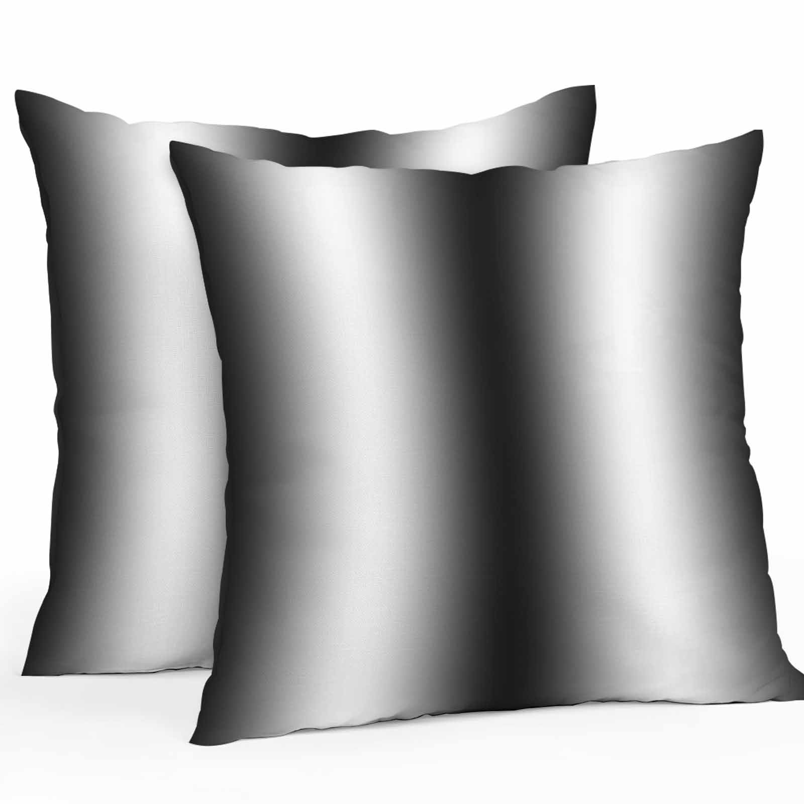 Black White Ombre Throw Pillow Covers 24x24 Inch Set of 2, Abstract Art Modern Black Gradient Waterproof Outdoor Pillow Covers, Decorative Cushion Pillowcases for Couch, Sofa, Bed, Garden, Patio