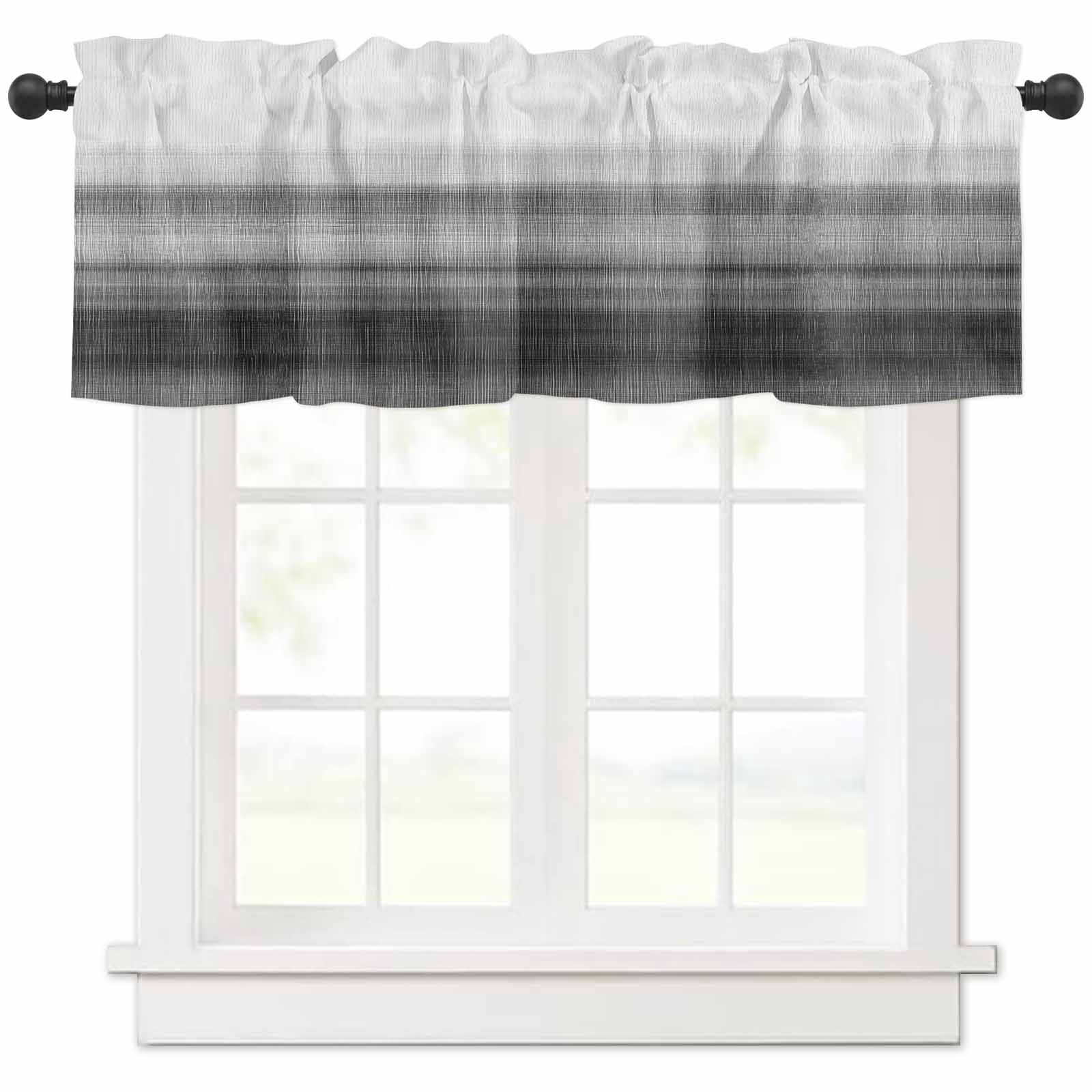 Black White Ombre Valances for Windows Farmhouse Kitchen Curtains ...