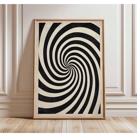 Black White Op Art Swirl Print Psychedelic Wall Poster Hypnotic Optical Illusion Decor Ret