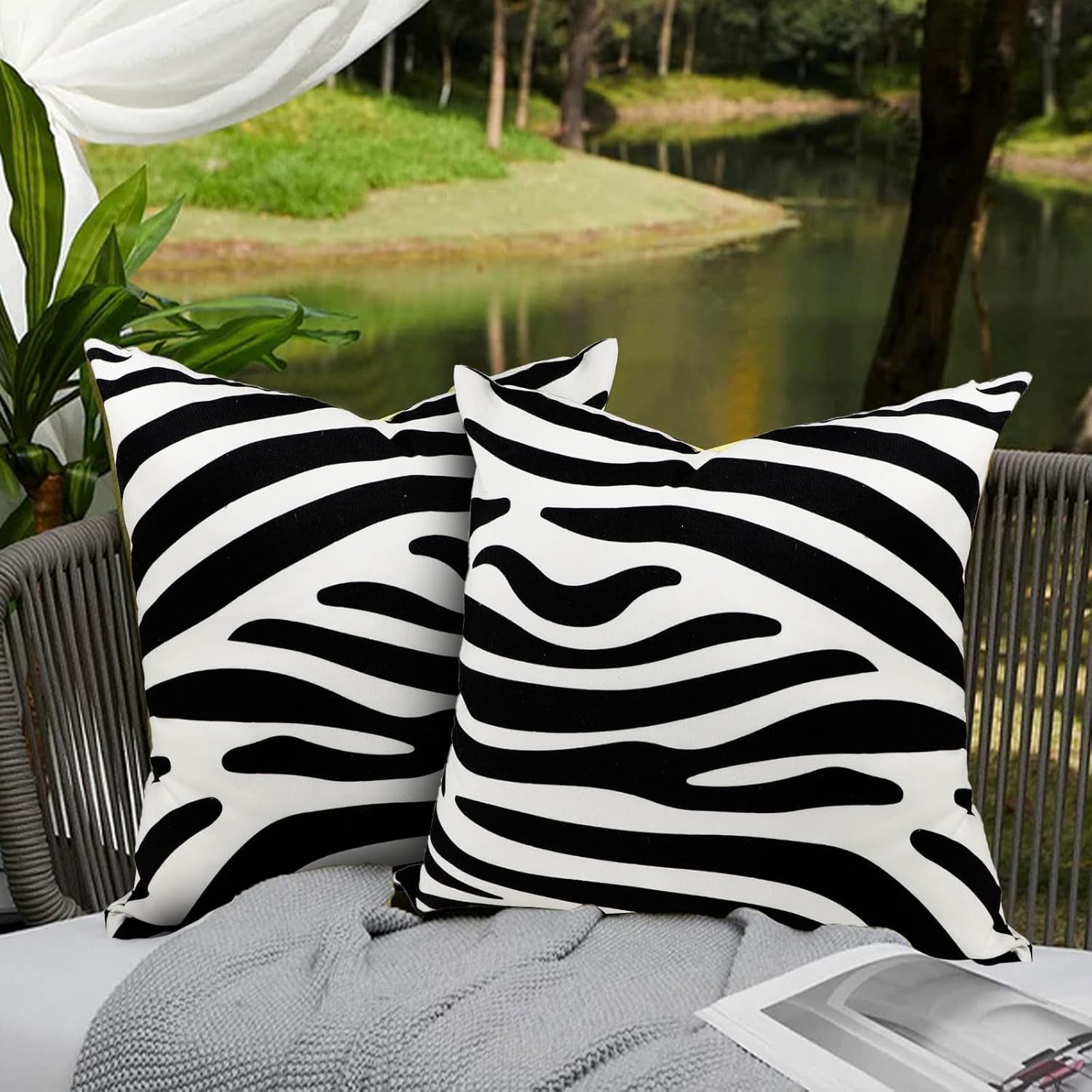 Black White Outdoor Pillows