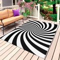 thumbnail image 1 of Black White Outdoor Rug for Patio/Deck/Porch, Non-Slip Large Area Rug 4 x 6 Ft, Farmhouse Striped Spiral Vortex Abstract Indoor Outdoor Rugs Washable Area Rugs, Reversible Camping Rug Carpet Runner, 1 of 8