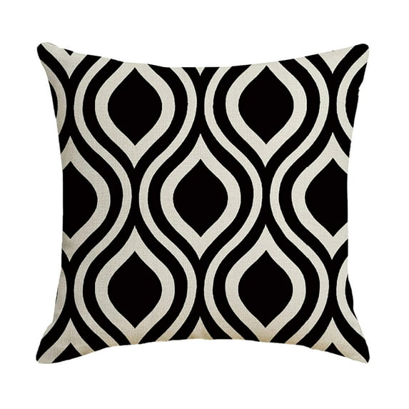 Black White Outdoor Waterproof Pillow Covers, 18x18 Inch Modern Geometric Pattern Throw Pillows Cover Decorative Boho Pillow Covers for Patio Garden Porch