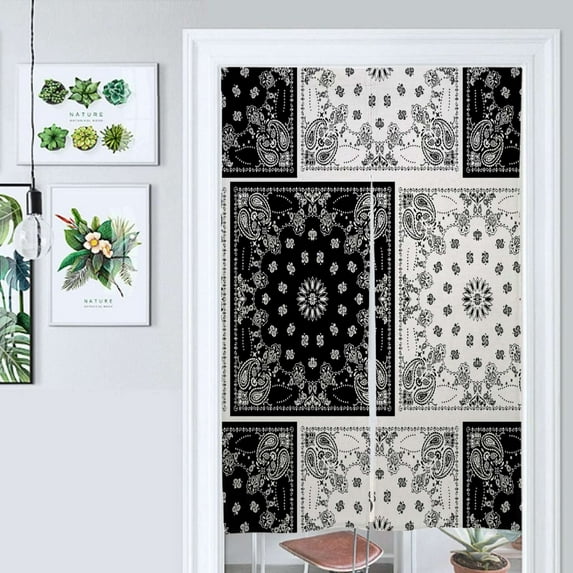 Black White Paisley Bandana Patterns Door Curtain Nordic Living Room DoorCurtain Porch Partition Curtain Kitchen Rative Half Curtain