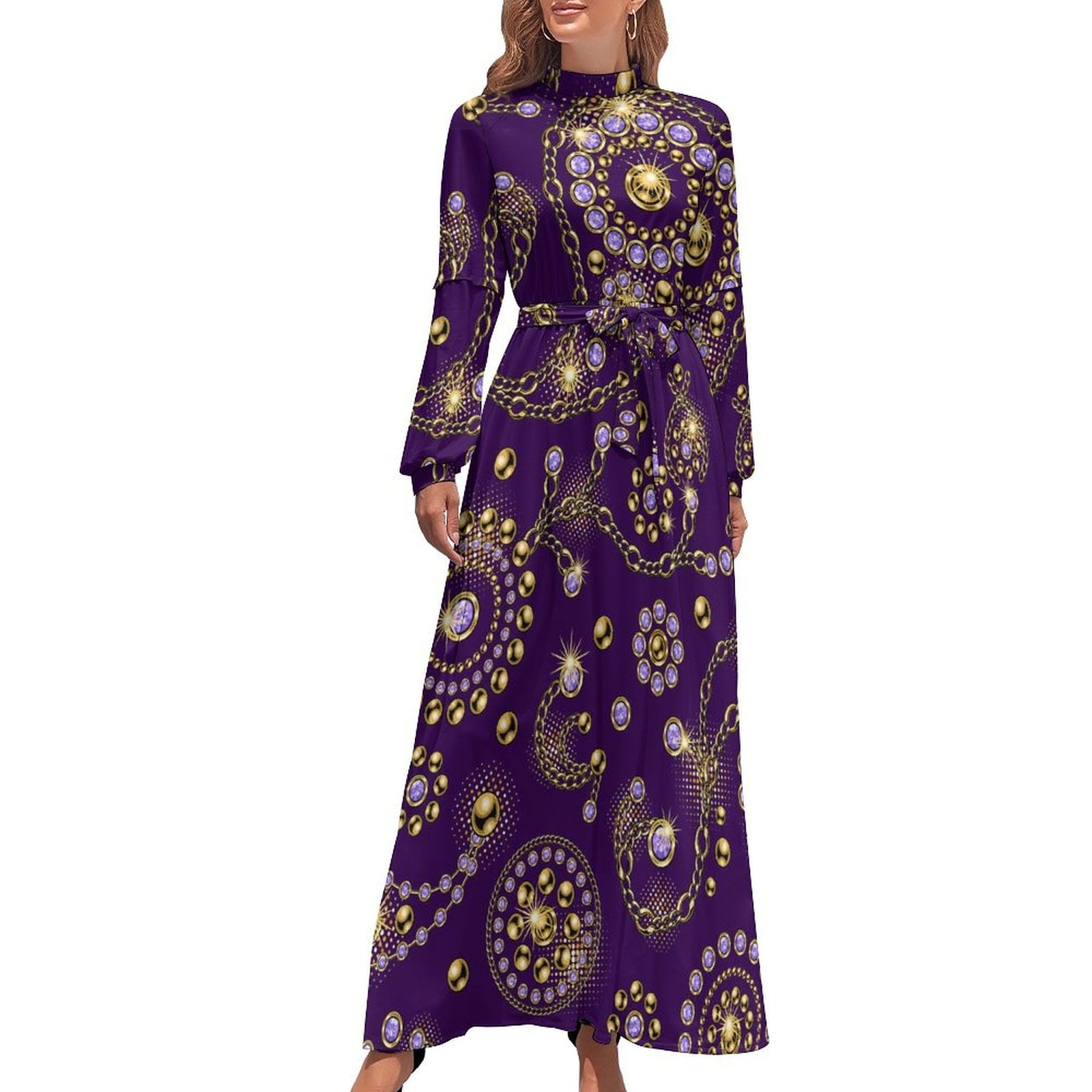 Black White Paisley Dress Vintage Floral Modern Maxi Dress Street Style