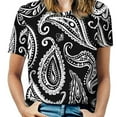 thumbnail image 1 of Black White Paisley Pattern Seamless Design T Shirts Basic T-Shirt Short Sleeve Ladies Tee Shirt Summer Graphic Clothing, 1 of 6