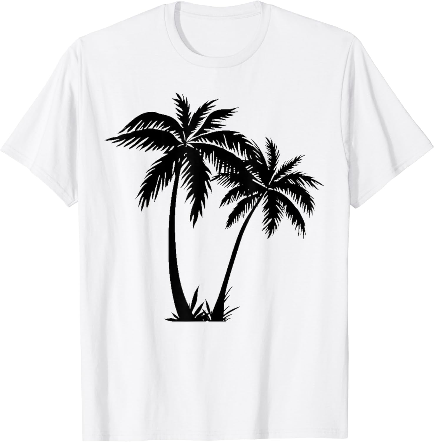Black White Palm Trees Summer Sun Beach Cotton T-Shirt Women Men Cotton ...