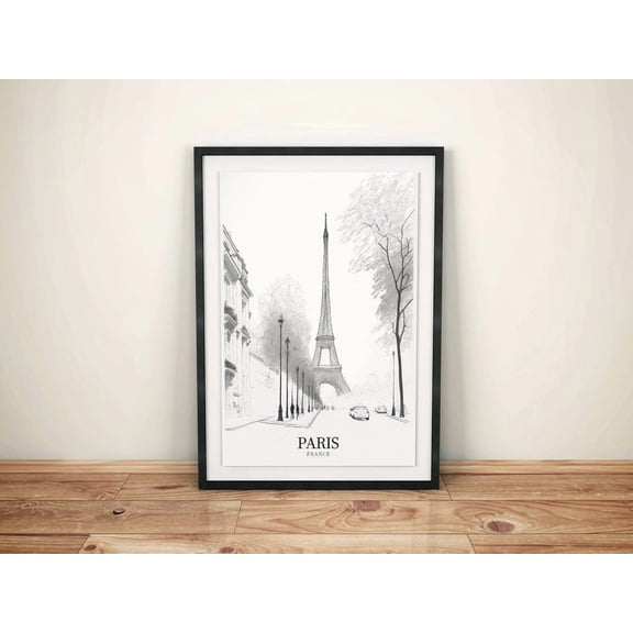 Black White Paris Eiffel Tower Poster Unframed Paper Print
