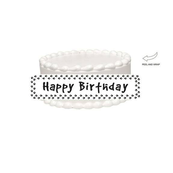 Black & White Paw Print Edible Cake Side Photo Image Decoration
