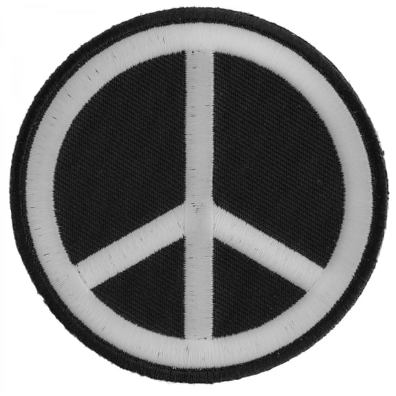 Black White Peace Sign Novelty Iron on Patch