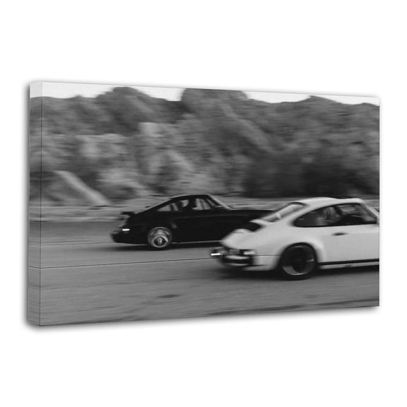 Black And White Photography Race Cars Aesthetic Trendy Classic Car Racing Canvas Wall Art Prints Poster Gifts Photo Picture Painting Posters Room Decor Home Decorative 16x24inch(40x60cm)