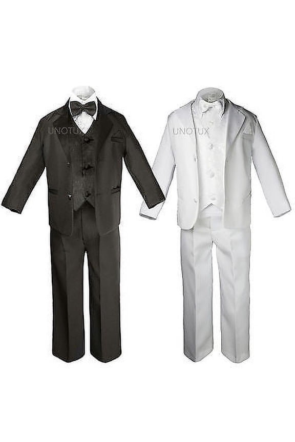 Black White Pick Baby Toddler Kid Teen Boy Wedding Formal Party Tuxedo Suit S-20