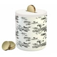 thumbnail image 1 of Black and White Piggy Bank, Vintage Floral Pattern Victorian Classic Royal Inspired New Modern Art, Ceramic Coin Bank Money Box for Cash Saving, 3.6" X 3.2", White and Black, by Ambesonne, 1 of 4