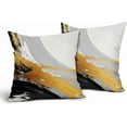 thumbnail image 1 of Black and White Pillow Covers 16x16 Inch Set of 2 Grey and Gold Outdoor Throw Pillow Covers Modern Abstract Art Pillowscase Cotton Linen Square Cushion Covers for Sofa Couch Bedroom Home Decoration, 1 of 6