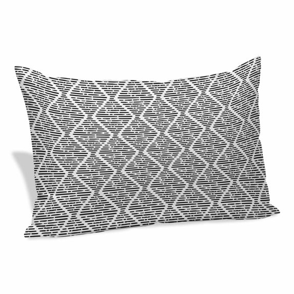 Black White Pillow Covers, Linen Long Throw Pillow Case, Modern Abstract Art Farmhouse Holiday Pillow Protector Decorative Cushion Cover for Living Room/Bedroom 12" x 20"