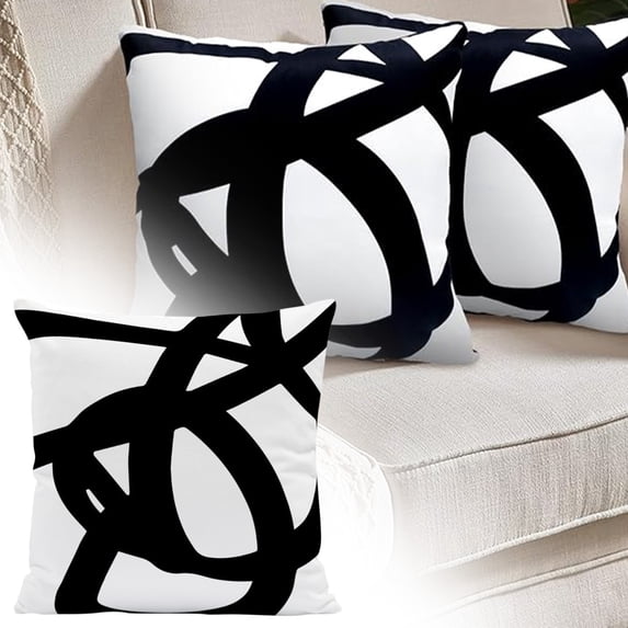 Black and White Pillow Covers Resistant Dust Bedroom Pillow Covers Washable Soft Pillow Covers Lightweight Travel Pillow Covers Simple Geometric Pillow Cover 17.7x17.7 Inch (1Pcs)
